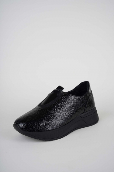Hakiki Deri Siyah Kırık Rugan-Garni Kadın Casual Ayakkabı 252189102