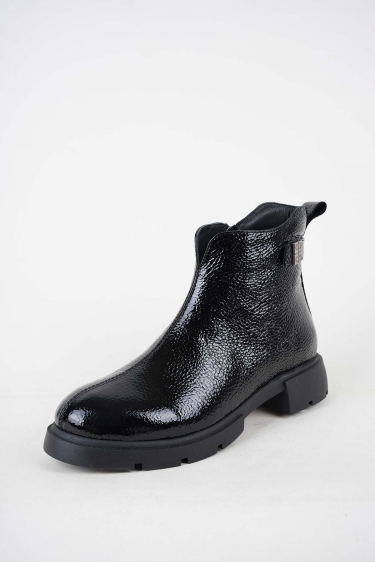 Hakiki Deri Siyah Kırık Rugan Kadın Casual Bot 252189200