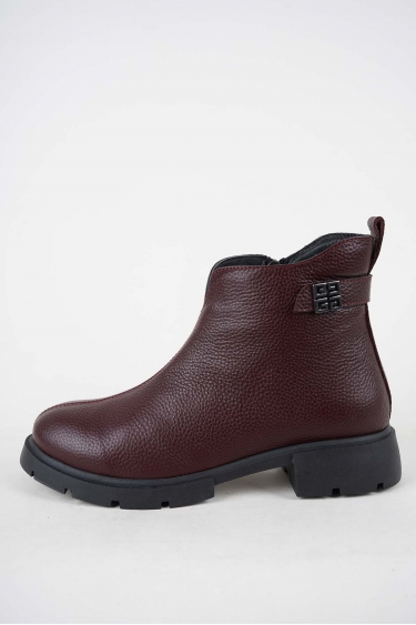 Hakiki Deri Bordo Floter Kadın Casual Bot 252189200