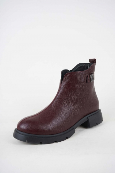 Hakiki Deri Bordo Floter Kadın Casual Bot 252189200