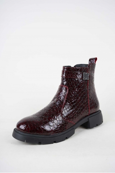 Hakiki Deri Bordo Bas.Rug. Kadın Casual Bot 252189201