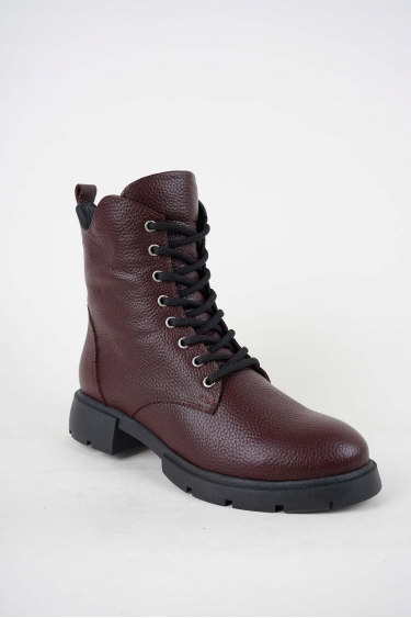 Hakiki Deri Bordo Floter Kadın Casual Bot 252189202