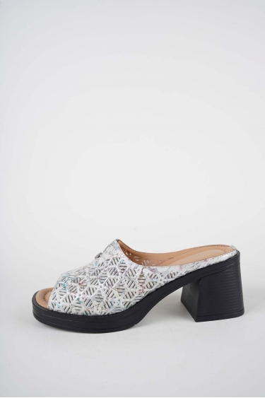 Hakiki Deri Lame Baskılı Kadın Topuklu Terlik 261189601