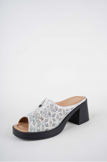 Hakiki Deri Lame Baskılı Kadın Topuklu Terlik 261189601