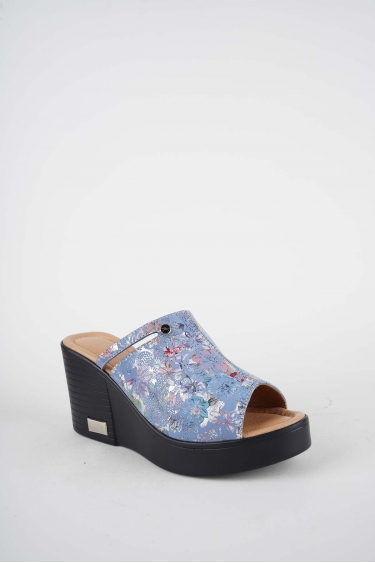 Hakiki Deri Kot Baskılı Kadın Dolgu Topuklu Terlik 261189602