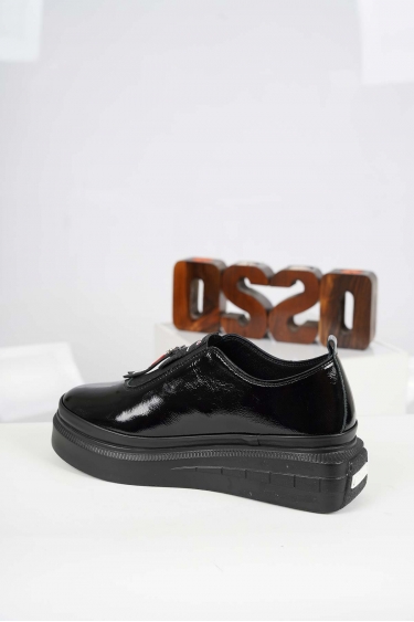 Hakiki Deri Siyah Rugan Kadın Casual Ayakkabı 232199104