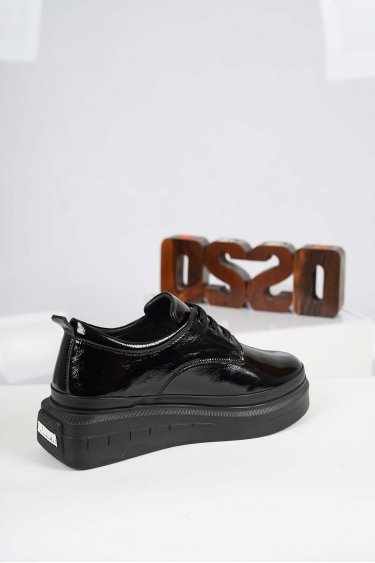 Hakiki Deri Siyah Rugan Kadın Casual Ayakkabı 232199105