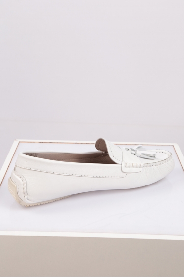 Hakiki Deri Beyaz Kadın Makosen Ayakkabı 221209108