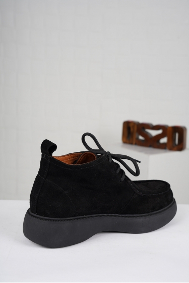 Hakiki Deri Siyah Süet Kadın Kısa Bot 222209202