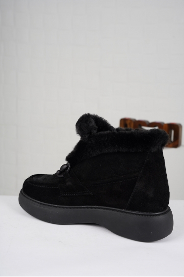Hakiki Deri Siyah Süet Kadın Kısa Bot 222209203