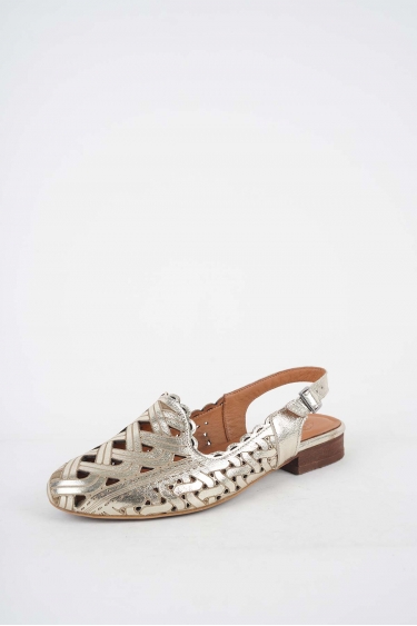 Hakiki Deri Altın Kadın Burun Kapalı Sandalet 251214502