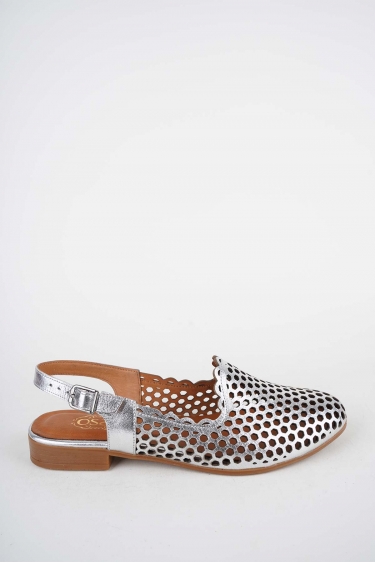 Hakiki Deri Gümüş Kadın Burun Kapalı Sandalet 251214503