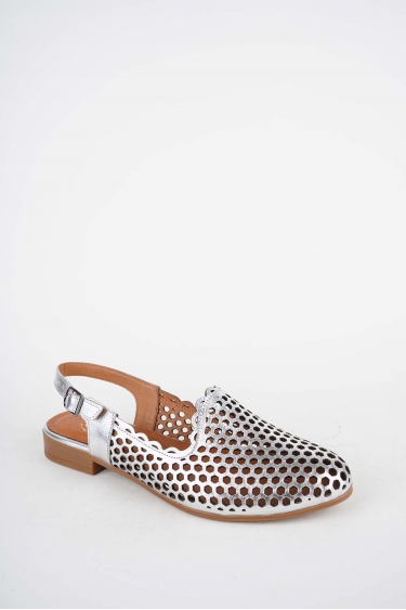 Hakiki Deri Gümüş Kadın Burun Kapalı Sandalet 251214503