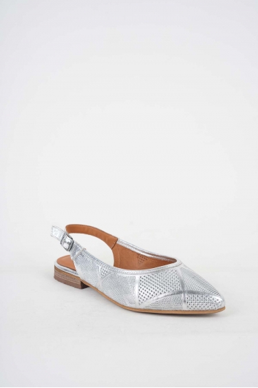 Hakiki Deri Gümüş Kadın Burun Kapalı Sandalet 251214507