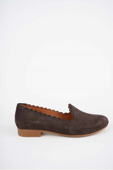 Hakiki Deri Kahve Süet Kadın Babet Ayakkabı 261214101