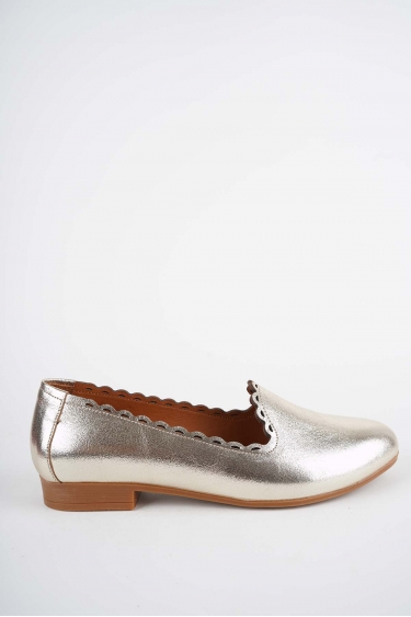 Hakiki Deri Altın Kadın Babet Ayakkabı 261214101