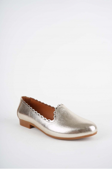 Hakiki Deri Altın Kadın Babet Ayakkabı 261214101