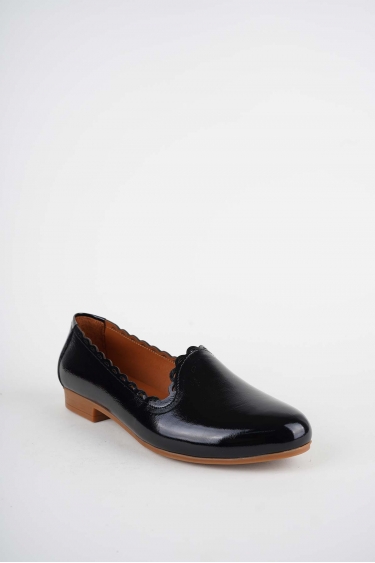 Hakiki Deri Siyah Sulu Rugan Kadın Babet Ayakkabı 261214101