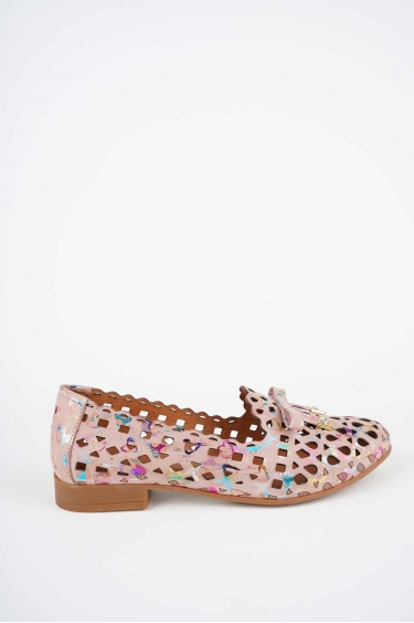 Hakiki Deri Pudra Baskı Kadın Babet Ayakkabı 261214103