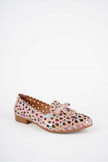 Hakiki Deri Pudra Baskı Kadın Babet Ayakkabı 261214103