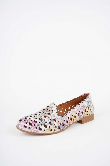 Hakiki Deri Beyaz Baskılı Kadın Babet Ayakkabı 261214104