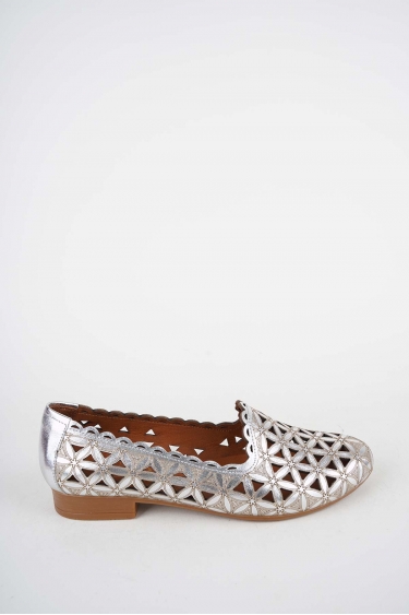 Hakiki Deri Gümüş Kadın Babet Ayakkabı 261214105