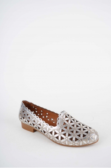 Hakiki Deri Gümüş Kadın Babet Ayakkabı 261214105