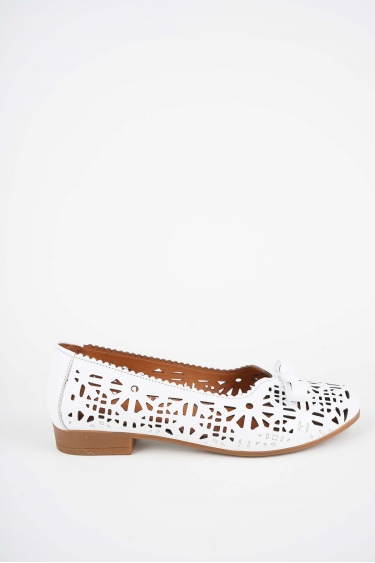 Hakiki Deri Beyaz Kadın Babet Ayakkabı 261214109