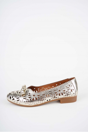 Hakiki Deri Altın Kadın Babet Ayakkabı 261214109