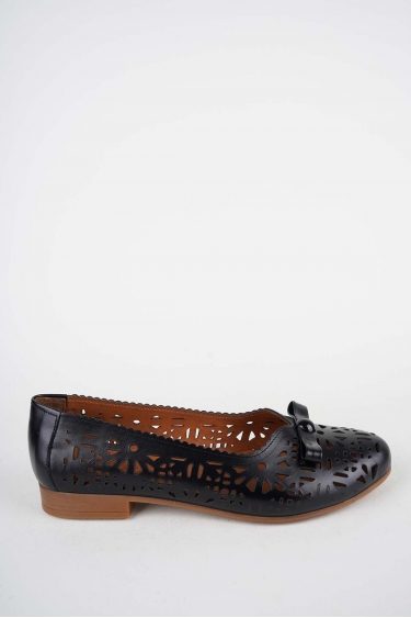 Hakiki Deri Siyah Kadın Babet Ayakkabı 261214109