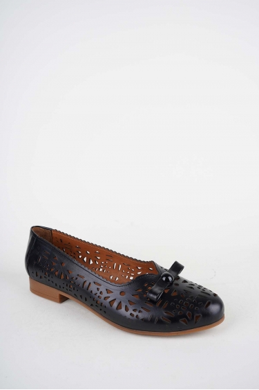 Hakiki Deri Siyah Kadın Babet Ayakkabı 261214109