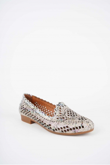 Hakiki Deri Beyaz Baskı Kadın Babet Ayakkabı 261214110