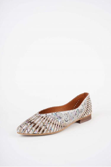 Hakiki Deri Beyaz Baskı Kadın Babet Ayakkabı 261214112