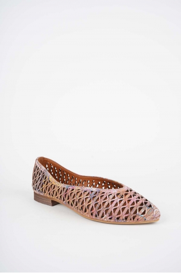 Hakiki Deri Pudra Baskılı Kadın Babet Ayakkabı 261214113