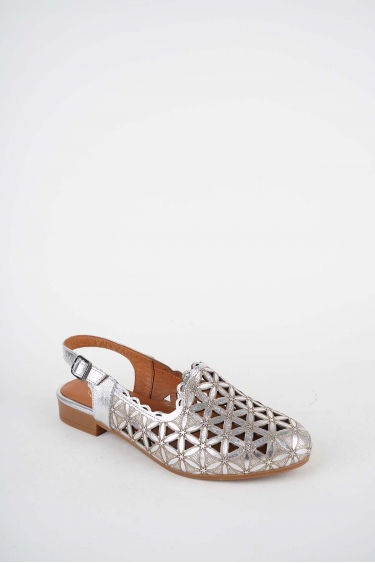 Hakiki Deri Gümüş Kadın Burun Kapalı Sandalet 261214502