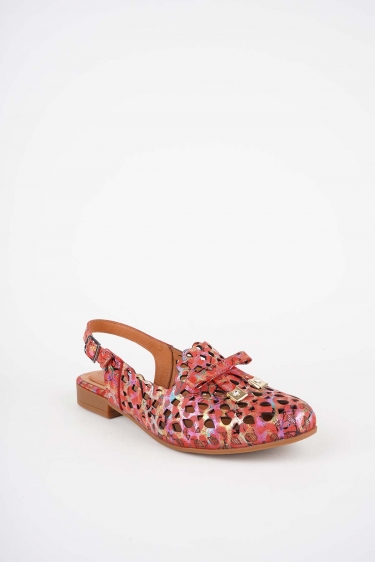 Hakiki Deri Kırmızı Baskılı Kadın Burun Kapalı Sandalet 261214504