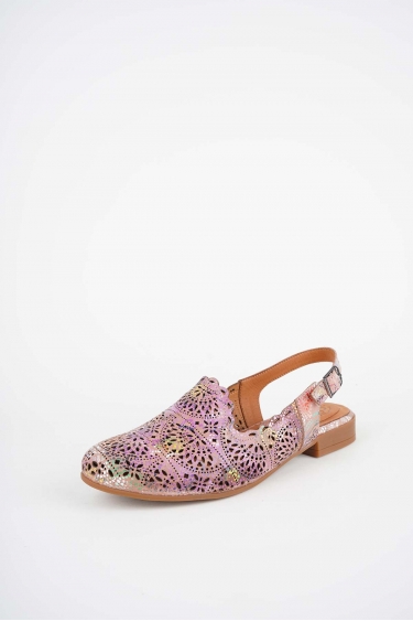 Hakiki Deri Pudra Baskılı Kadın Burun Kapalı Sandalet 261214506