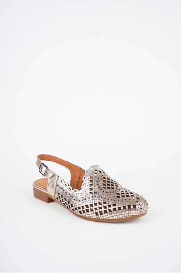 Hakiki Deri Altın Kadın Burun Kapalı Sandalet 261214508