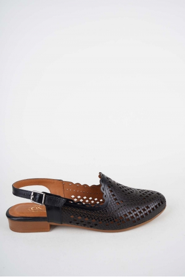 Hakiki Deri Siyah Kadın Burun Kapalı Sandalet 261214508