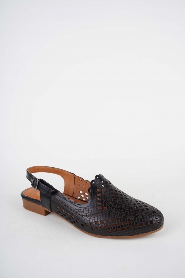 Hakiki Deri Siyah Kadın Burun Kapalı Sandalet 261214508