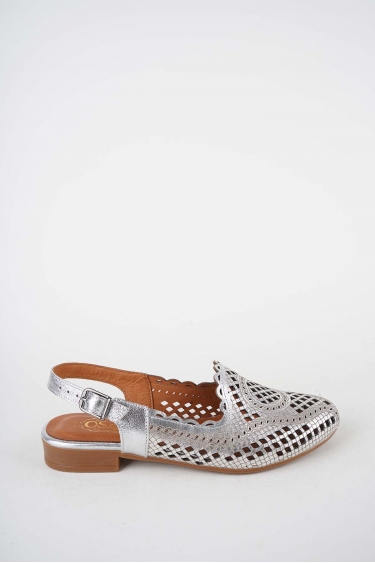 Hakiki Deri Gümüş Kadın Burun Kapalı Sandalet 261214508