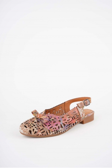 Hakiki Deri Taba Baskılı Kadın Burun Kapalı Sandalet 261214509