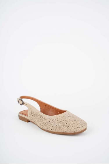 Hakiki Deri Bej Kadın Burun Kapalı Sandalet 261214510