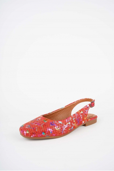 Hakiki Deri Kırmızı Baskılı Kadın Burun Kapalı Sandalet 261214511