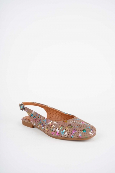 Hakiki Deri Capuccino Baskılı Kadın Burun Kapalı Sandalet 261214511