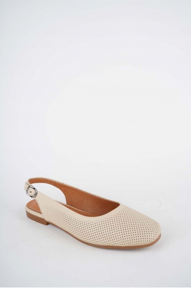 Hakiki Deri Bej Kadın Burun Kapalı Sandalet 261214511