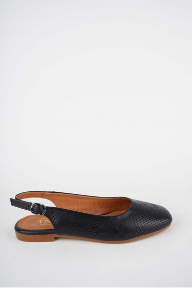 Hakiki Deri Siyah Kadın Burun Kapalı Sandalet 261214511