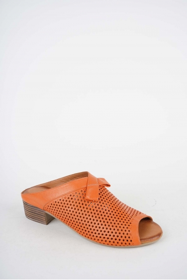 Hakiki Deri Oranj Kadın Topuklu Terlik 261215610