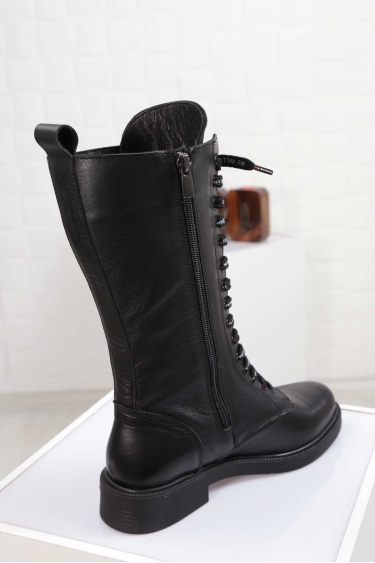 Hakiki Deri Siyah Kadın Düz Çizme 212219302