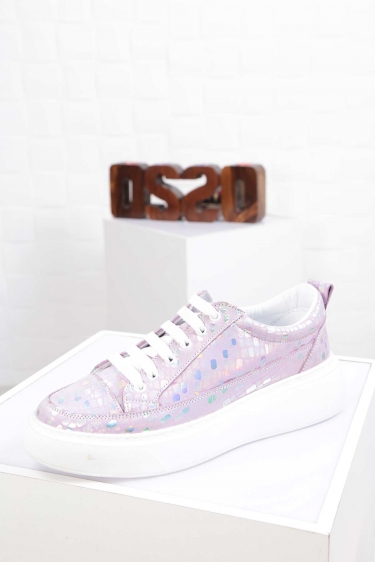 Hakiki Deri Mor Kadın Sneaker Ayakkabı 212220101